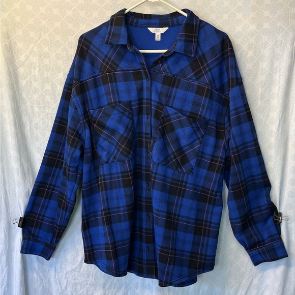 Time and Tru Women’s Flannel Royal Blue Spice, - Picture 1 of 4